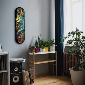 Tablou decorativ Re-Bloom, model floral, sticla securizata, multicolor, 20 x 80 cm - Img 2