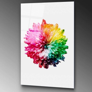 Tablou decorativ Re-Bloom, model floral, sticla temperata, multicolor, 70 x 100 cm - Img 2