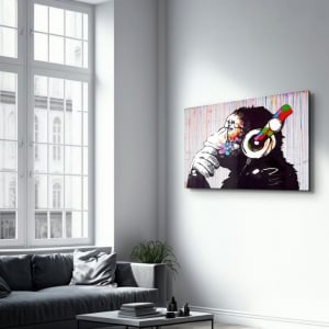 Tablou decorativ Re-Bloom, model maimuta, sticla securizata, multicolor, 46 x 72 cm - Img 2