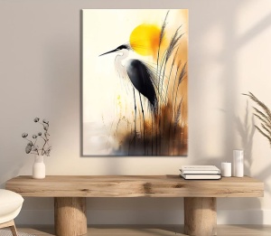 Tablou decorativ Re-Bloom, model pasare, panza/lemn, multicolor, 50 x 70 cm, Resigilat, Grad B - Img 4