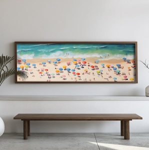 Tablou decorativ Re-Bloom, model plaja, MDF/lemn masiv, multicolor, 40 x 120 x 3,5 cm - Img 4