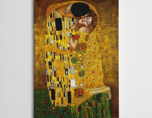 Tablou decorativ Re-Bloom, model Sarutul, panza/lemn, multicolor, 70 x 100 cm