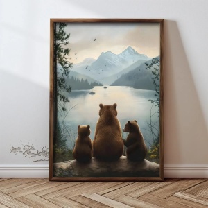 Tablou decorativ Re-Bloom, model ursuleti, MDF/lemn masiv, multicolor, 35 x 47 x 3,5 cm - Img 5