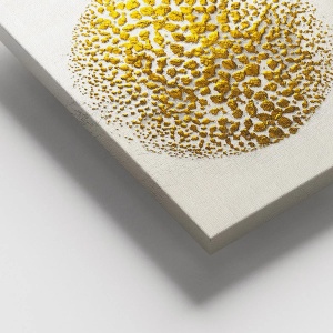Tablou decorativ Re-Bloom, panza/lemn, alb/auriu, 100 x 140 cm - Img 2