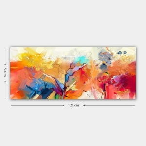 Tablou decorativ Re-Bloom, panza/lemn, multicolor, 50 x 120 cm - Img 3