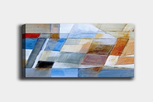 Tablou decorativ Re-Bloom, panza/lemn, multicolor, 70 x 100 cm