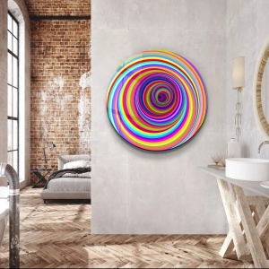 Tablou decorativ Re-Bloom, sticla calita, multicolor, 80 x 80 cm - Img 2