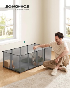 Tarc de joaca pentru hamsteri/iepuri/arici Songmics, plastic, gri, 125 x 63 x 42 cm, Resigilat, Grad A - Img 5