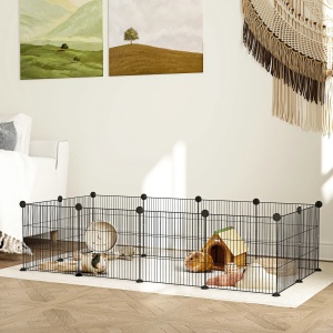 Tarc modular pentru animale de talie mica, otel/ABS, negru, 140 x 70 x 35 cm, Resigilat, Grad A - Img 2
