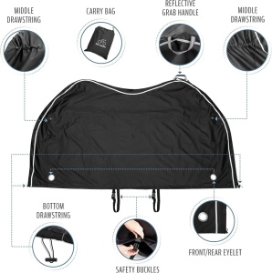 TeamObsidian husa bicicleta, ripstop impermeabil invelis PU, snururi strangere + catarame + plasa incarcare, pentru toate tipurile de biciclete - Verificat A · Re-Bloom - Img 5