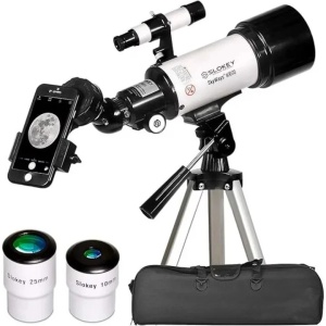 Telescop astronomic 40070, cu marire de 16x-120x pentru copii si adulti, include 2 oculare, lentile Barlow 3x, trepied, adaptor pentru telefon, Resigilat, Grad A