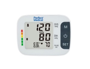 Tensiometru Profesional de brat , complet automat Perfect Medical cu adaptor la priza , avizat , Indicarea valorilor masurate in conformitate cu parametrii stabiliti de Organizatia Mondiala a Sanatatii (OMS), Resigilat, Grad A
