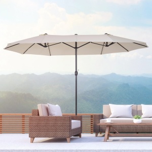 Umbrela de gradina impermeabila anti-UV, otel/poliester/ABS, 460x270x240 cm, tub Ø48mm, 12.5kg, bej - Verificat A · Re-Bloom - Img 2