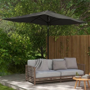 Umbrela gradina dreptunghiulara inclinabila, aluminiu, 2x3m, manivela, Gri inchis - Verificat A · Re-Bloom - Img 2