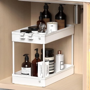 Unitate de depozitare Spacekeeper, 2 nivele, alb, plastic, 40 x 22 x 31 cm - Img 2