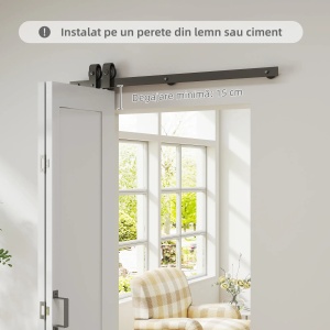 Usa pliabila tip carte Re-Bloom, MDF/otel carbon, alb/negru, 90 x 3,5 x 210 cm, Resigilat, Grad A - Img 3