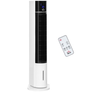 Ventilator racire evaporativa Re-Bloom, ABS, 33x26x105 cm, 3 viteze, telecomanda, rezervor 3L, 60W, 20 m², alb/negru - Verificat A · Re-Bloom