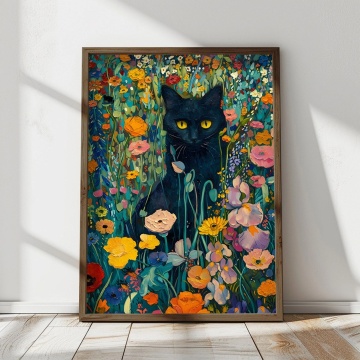 Wallity tablou decorativ model pisica 50x70 cm, MDF, rama lemn, multicolor - Verificat A · Re-Bloom - Img 3