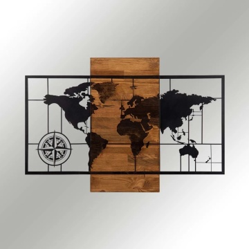 Wallxpert decor de perete 85x58 cm, metal 100% grosime 1.2mm, cadru lemn 3cm, negru si nuc - Verificat A · Re-Bloom - Img 4