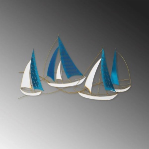 Wallxpert decor de perete din metal, 126x70 cm, grosime 1.5mm, 2.31 kg, agatatoare inclusa, auriu/albastru - Verificat A · Re-Bloom - Img 2