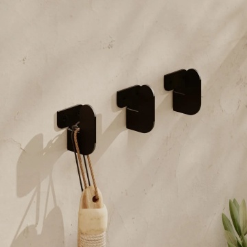 Wallxpert set 3 cuiere de perete 3.2x4.2x3.4 cm, fier vopsit electrostatic, capacitate 3 kg, montaj suruburi, negru - Verificat A · Re-Bloom - Img 2