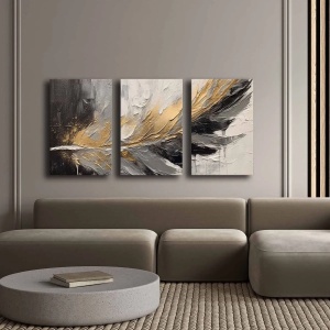 Wallxpert set 3 tablouri decorative canvas, 3x45x70 cm, dimensiune totala 145x70 cm, panza 100% 2.8mm, rama lemn pin 100%, multicolor - Verificat A · Re-Bloom - Img 3