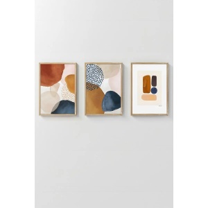 Wallxpert set 3 tablouri decorative inramate, 3x33x48 cm, MDF 100%, cadru lemn masiv 2 cm, imprimare digitala, multicolor - Verificat A · Re-Bloom