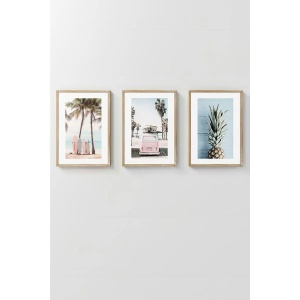 Wallxpert set 3 tablouri decorative inramate, 3x33x48 cm, MDF 100%, cadru lemn masiv 2 cm, imprimare digitala, multicolor - Verificat A · Re-Bloom