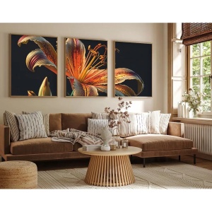Wallxpert set 3 tablouri decorative inramate, 3x35x50 cm, MDF 3mm, cadru lemn masiv 2.5 cm, multicolor - Verificat A · Re-Bloom - Img 2