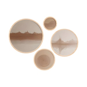 Wallxpert set 4 tablouri decorative lemn masiv, 45x45 + 36x36 + 27x27 + 18x18 cm, grosime 1.5 cm, multicolor - Verificat A · Re-Bloom
