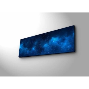 Wallxpert tablou canvas LED, 30x90 cm, panza piele de caprioara 100%, cadru lemn 3cm, iluminare LED spate, baterie 9V, albastru - Verificat A · Re-Bloom - Img 4