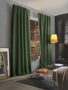 Acustico draperie opaca 135x245 cm, 100% poliester, curea si bucle, spalare delicata 30°C, maslin - Verificat A · Re-Bloom - Img 2