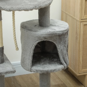 Ansamblu de joaca pentru pisici Re-Bloom, multifunctional, blana/sisal/lemn, gri, 40 x 40 x 114 cm, Resigilat, Grad A - Img 4
