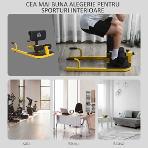 Aparat fitness pentru genoflexiuni Re-Bloom, otel/EVA, negru/galben, 50 x 97 x 44,5-56,5 cm, Resigilat, Grad A - Img 4