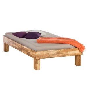 AresWOOD cadru pat 90x200 cm, lemn masiv stejar uleiat, 37 cm inaltime, dezasamblat - Verificat A · Re-Bloom