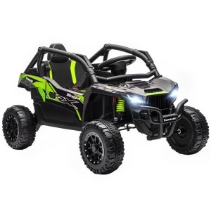 ATV electric copii Re-Bloom Kawasaki, PP/otel, 100x64x56 cm, dublu motor 12V, telecomanda, muzica, 3-5 km/h, varsta 3-5 ani, 30 kg, negru - Verificat A · Re-Bloom