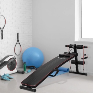 Banca multifunctionala pentru fitness, reglabila, otel/EVA, rosu/negru, 56,5 x 135 x 50-68 cm, Resigilat, Grad A - Img 2