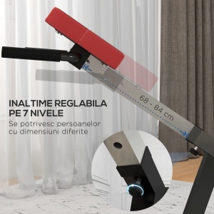 Banca pentru hiperextensii Re-Bloom, reglabila, otel/poliuretan, negru/rosu, 126 x 70 x 67-84 cm, Resigilat, Grad A - Img 6
