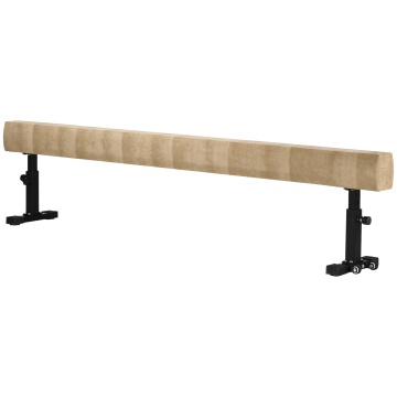 Barna de echilibru reglabila 226x31x59 cm, 3 inaltimi reglabile, acoperire catifea poliester, cadru otel, lemn de fag, 60 kg, maro - Verificat A · Re-Bloom