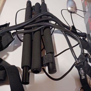 Belle Vous set Pilates bara 92cm + 4 benzi rezistenta 18-23kg + 2 curele picioare + geanta transport, otel/latex, negru - Verificat A · Re-Bloom - Img 6