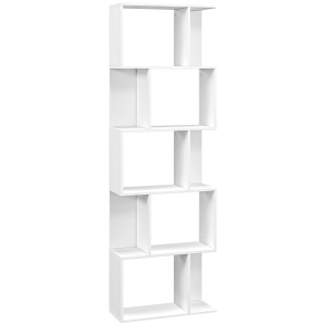 Biblioteca Re-Bloom cu 5 nivele, PAL, alb, 60 x 24 x 184,5 cm, Resigilat, Grad A