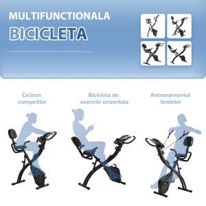 Bicicleta fitness pliabila Re-Bloom, 8 nivele de rezistenta, otel/ABS, negru, 105 x 48 x 118 cm, Resigilat, Grad A - Img 2