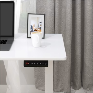 Birou cu inaltime reglabila Kring Vold, cu reglare electrica, 120x60x73-118 cm, culoare alb,blat mdf, Resigilat, Grad B - Img 3