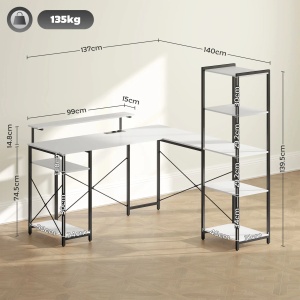 Birou in forma de L Re-Bloom, PAL/metal, alb/negru, 137 x 140 x 139.5 cm, Resigilat, Grad A - Img 3