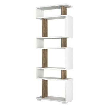 Bonami etajera de carti 60x19.5x165 cm, 6 rafturi, PAL acoperire melaminata 18mm, alb si maro - Verificat A · Re-Bloom