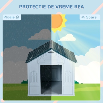 Casa de exterior pentru caini talie mare 65x75.7x63 cm, PP rezistent, protectie intemperii, usa 27x40 cm, albastru - Verificat A · Re-Bloom - Img 4