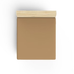 Cearsaf de pat cu elastic, bumbac 100%, 100x200+40 cm, lavabil 30°C, maro deschis - Verificat A · Re-Bloom