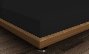 Cearsaf de pat cu elastic, bumbac 100%, 140x190+30 cm, negru - Verificat A · Re-Bloom - Img 3