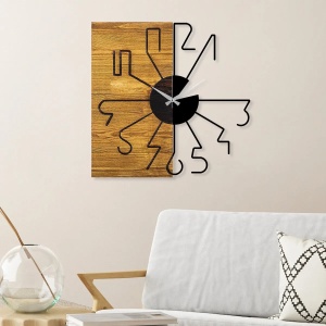 Ceas decorativ de perete, lemn 100% 3cm/metal, 58x3x58 cm, 3.65 kg, maro/negru - Verificat A · Re-Bloom - Img 5
