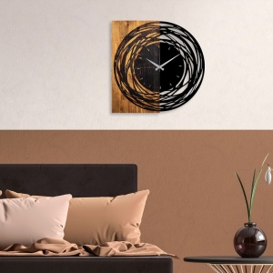 Ceas decorativ de perete Re-Bloom, lemn/metal, maro/negru, 58 x 58 x 3 cm - Img 5